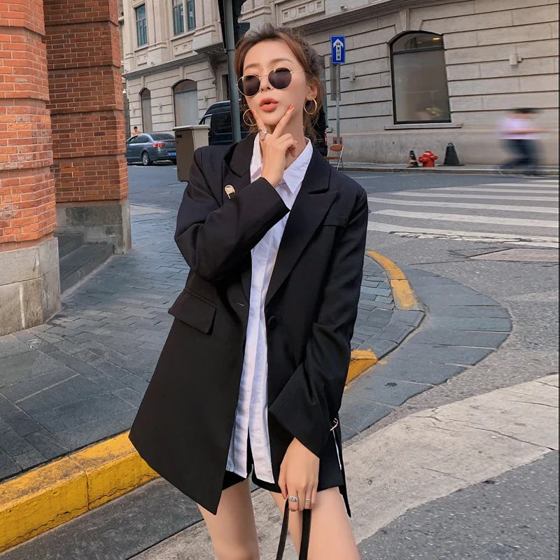 

2021 spring and autumn new suit women's black temperament casual fashion jacket
