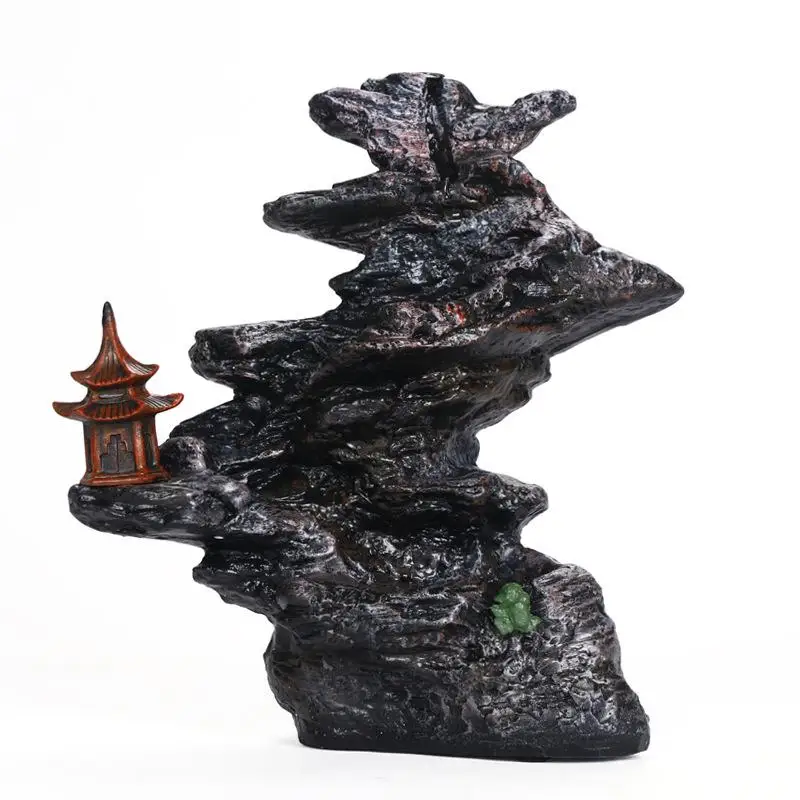 

Mountain Shpe Backflow Incense Burner With 20pcs Cones waterfall smoke Incense Sticks Holder Home Decor Resin Lucite censer