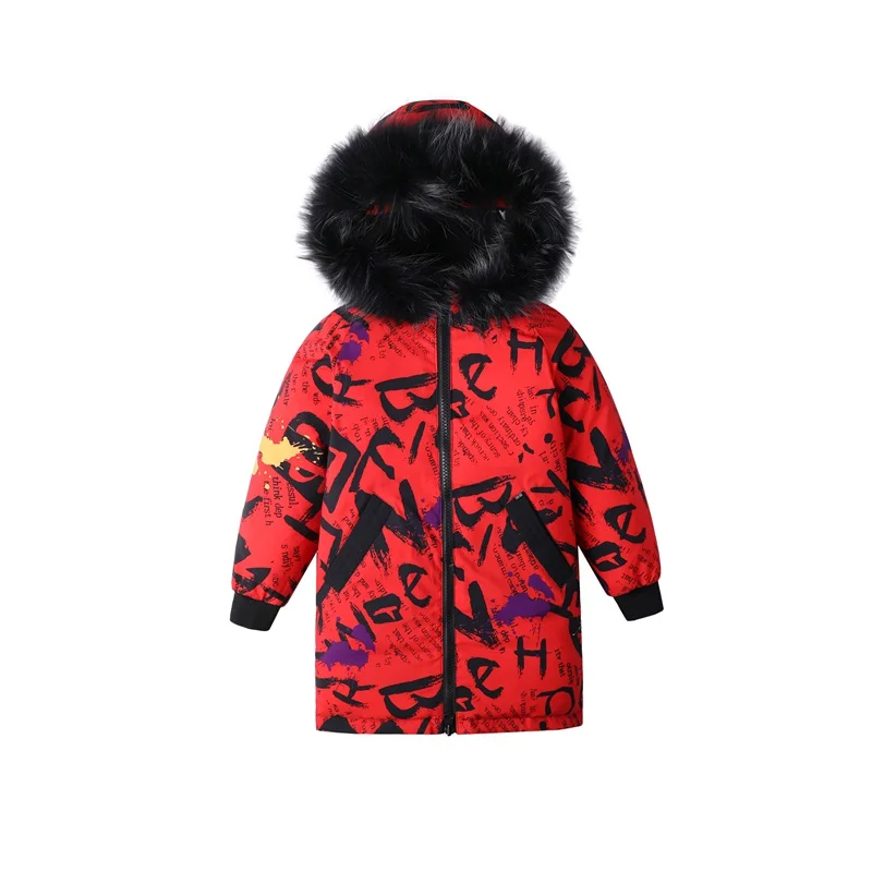 New kids MQ1901 Winter Children's duck down Outerwear&ampCoats baby girls boys printed warm Down jackets coat with cap | Детская