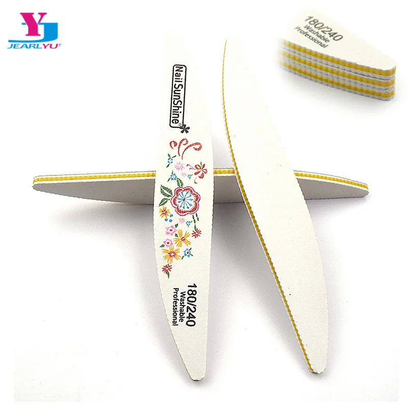 

10Pcs/lot Washable Nail Files Sandpaper 180/240 Nail Buffer Manicure Art Tool Lime A Ongle Professionel Nail File Willow Leaves