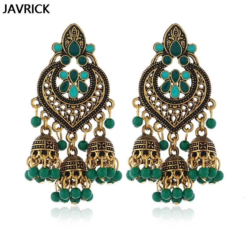 Ретро Индийский Болливуд кундан Jhumka Jhumki Висячие серьги цыганские модные ювелирные изделия