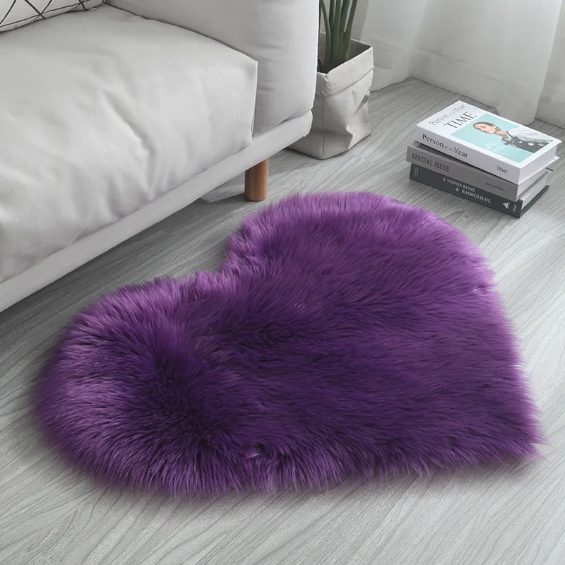 purple AAG, длинный ворсистый ковер с сердечками, ковер для дома, спальни, коврик для пола, пушистый коврик для гостиной, ванной комнаты, нескользящий коврик для стула, мягкий коврик 30*40 - Цвет: purple