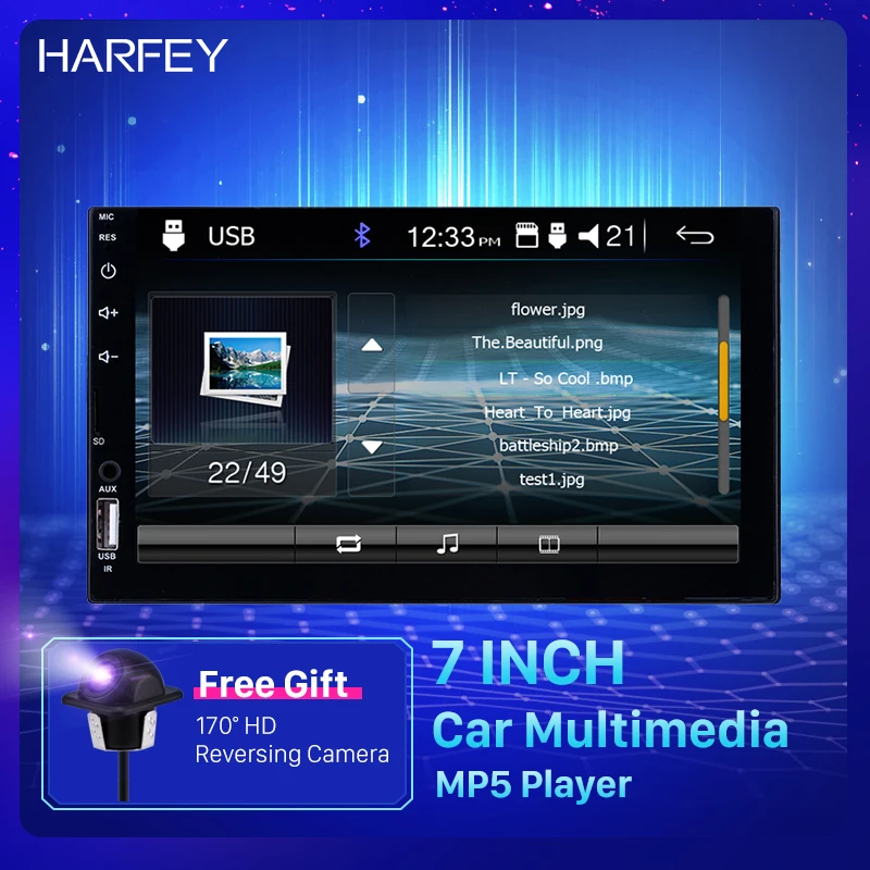 Harfey 7 &quotУниверсальный 2 din Bluetooth Автомобильный мультимедийный плеер сенсорный