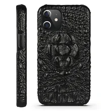 Genuine leather 3D crocodile hard case for iPhone 13 12 11 Pro Max Mini phone luxury cute alligator texture back cover funda