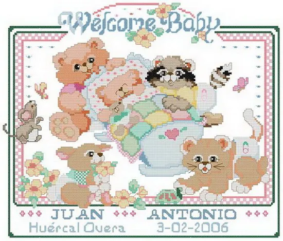 Свидетельство о рождении маленьких животных комплект для вышивки крестиком 41-36