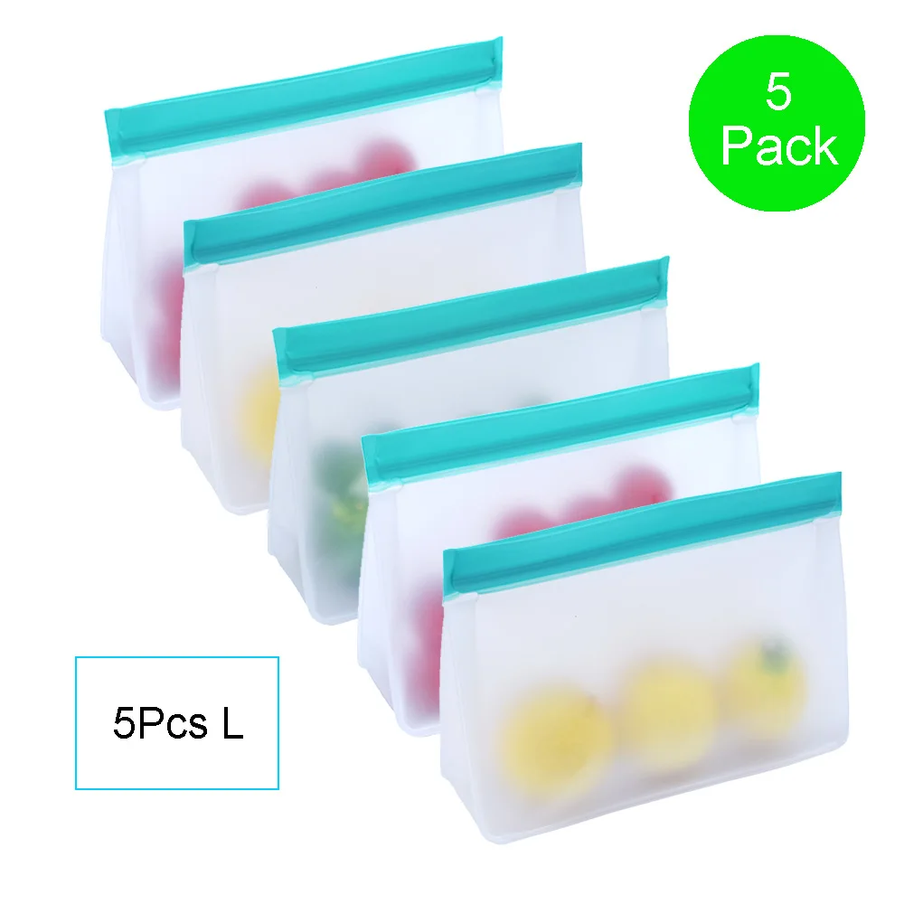 5 L Многоразовые Slicone сумки для хранения еды легко уплотнение Ziplock Ланч морозильник сумка для детей свежие контейнеры для еды домашний кухонный Организатор - Цвет: 5 L