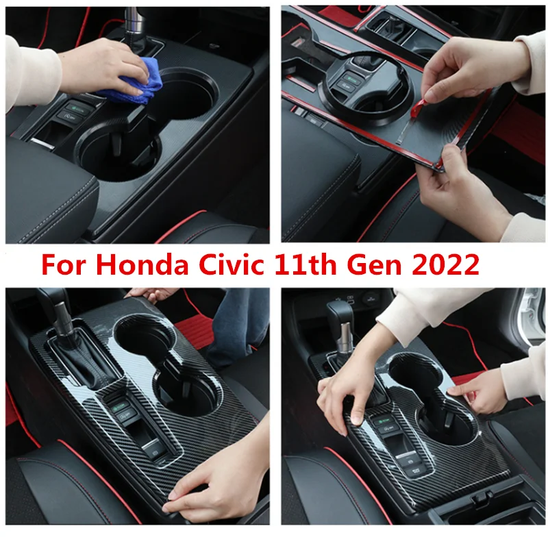 

Carbon Fiber Gear Shift Panel Frame Cover Trim Interior Decorative Sticker Accessories For 11Th Gen Honda Civic 2022