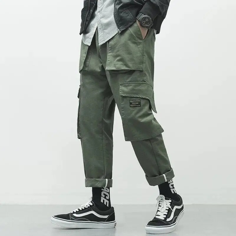 

Hip Hop Men Pantalones Hombre High Street Kpop Casual Cargo Pants with Many Pockets Joggers Streetwear Trousers Harajuku