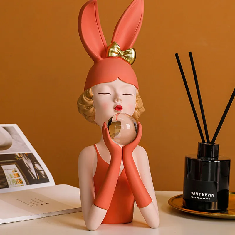 

Creative modern girl crystal ball sculpture entrance TV cabinet wine cabinet decoration girl room decoration housewarming gift