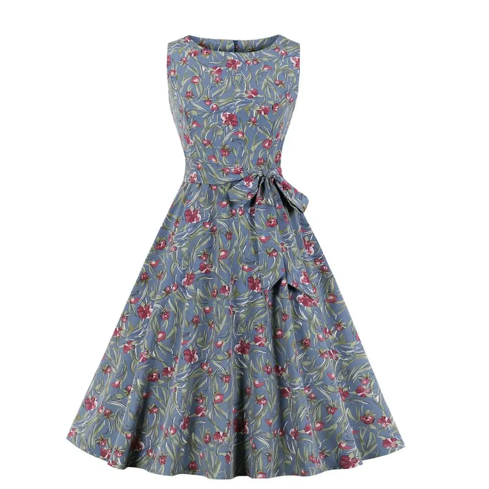

MIXINNI Vintage print dresses from the 1950s Fashion sleeveless dress 2208