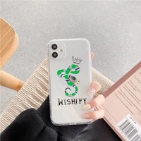 italian brand green snake transparent phone case for iphone 12mini 11 12 pro max x xr xs max se2 7 8 plus shockproof cover coque