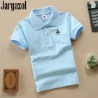 Детская Однотонная рубашка-поло Jargazol, летние топы с короткими рукавами, спортивные рубашки-поло для маленьких мальчиков, детская одежда, костюм с вышивкой из мультфильма