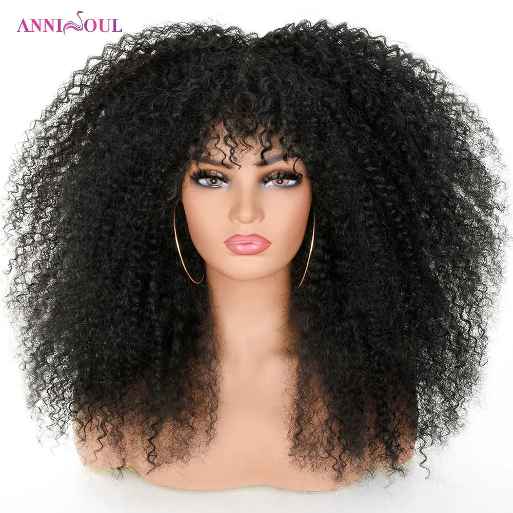 

Short Hair Afro Kinky Curly Wigs With Bangs For Women African Synthetic Black Ombre Brown Cosplay Natural Glueless Wig