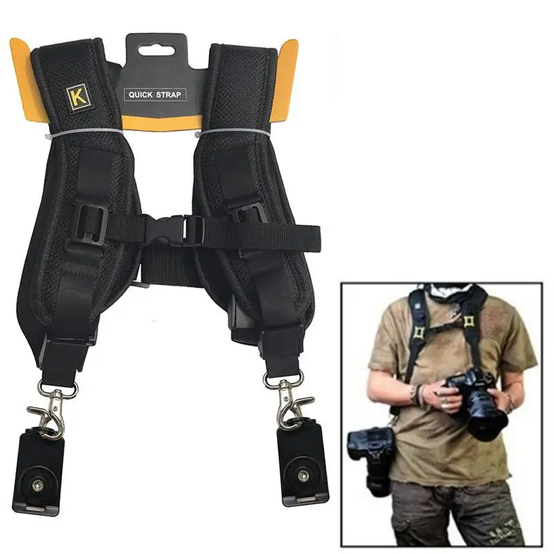 Double Dual Shoulder Camera Neck Strap Quick Release for Digital SLR DSLR Action Video Accessories Belt | Электроника