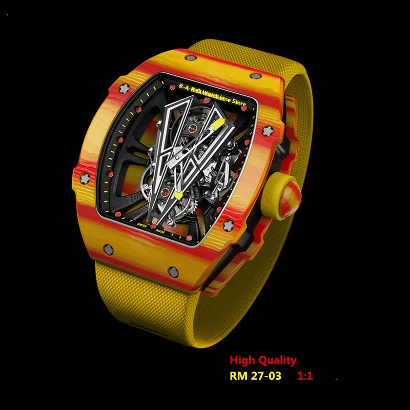 

Mens Upscale Luxury Watches RM27-03 Tourbillon Automatic mechanical watch carbon case Richard watch