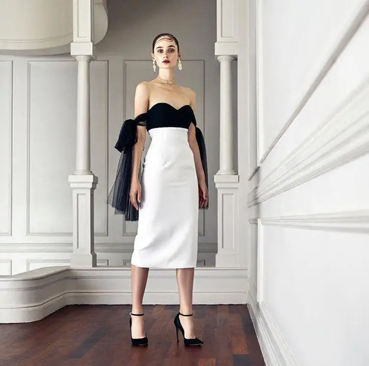 

Женское вечернее Бандажное платье, облегающее вечернее платье без бретелек с открытыми плечами и длинным рукавом, 2020