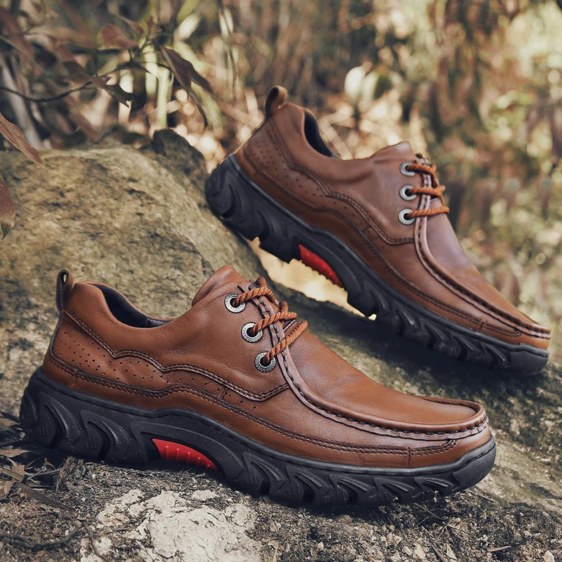 

New High Quality Men's shoes 100% Genuine Leather Casual Shoes Outdoor Waterproof Work Shoes Cow Leather Loafers Plus Size 38-48
