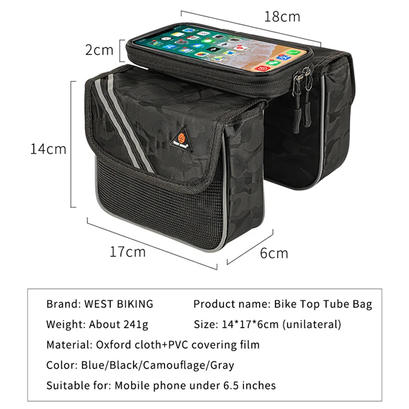 WEST BIKING непромокаемая велосипедная сумка с сенсорным экраном 6 5 Дюймов Сумка для