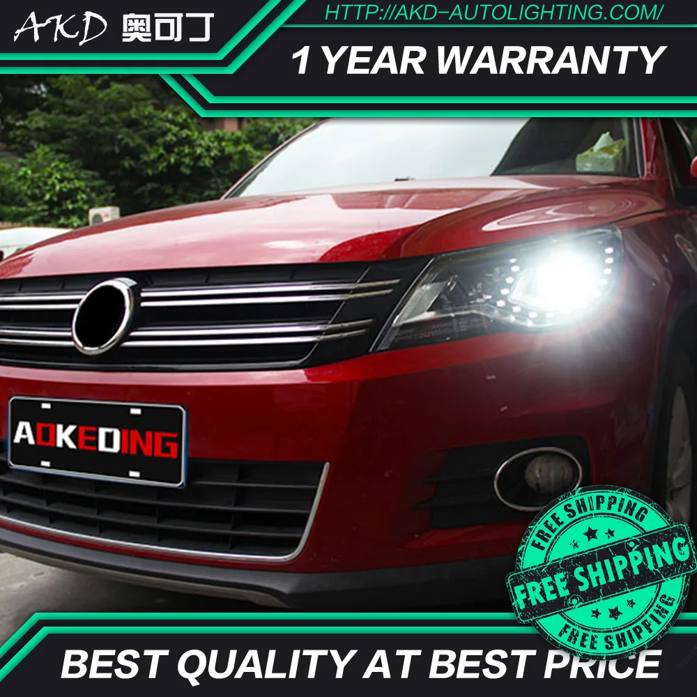 AKD тюнинг автомобильных фар для VW Tiguan 2010 светодиодные фары DRL ходовые огни Bi Xenon Beam