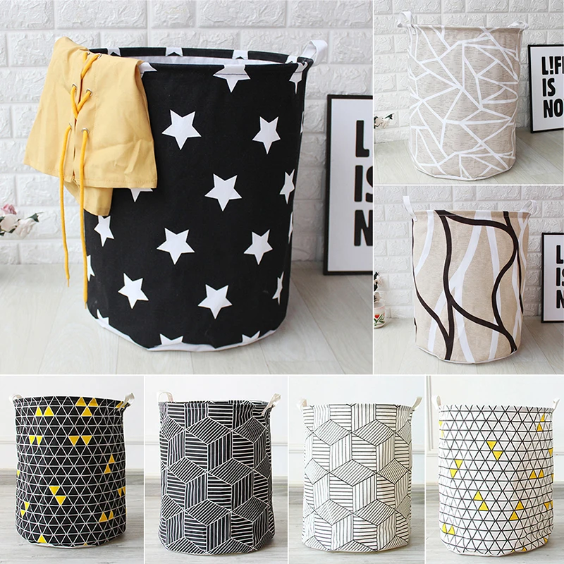 Складная тканевая корзина для белья с геометрическим рисунком|Корзины хранения|