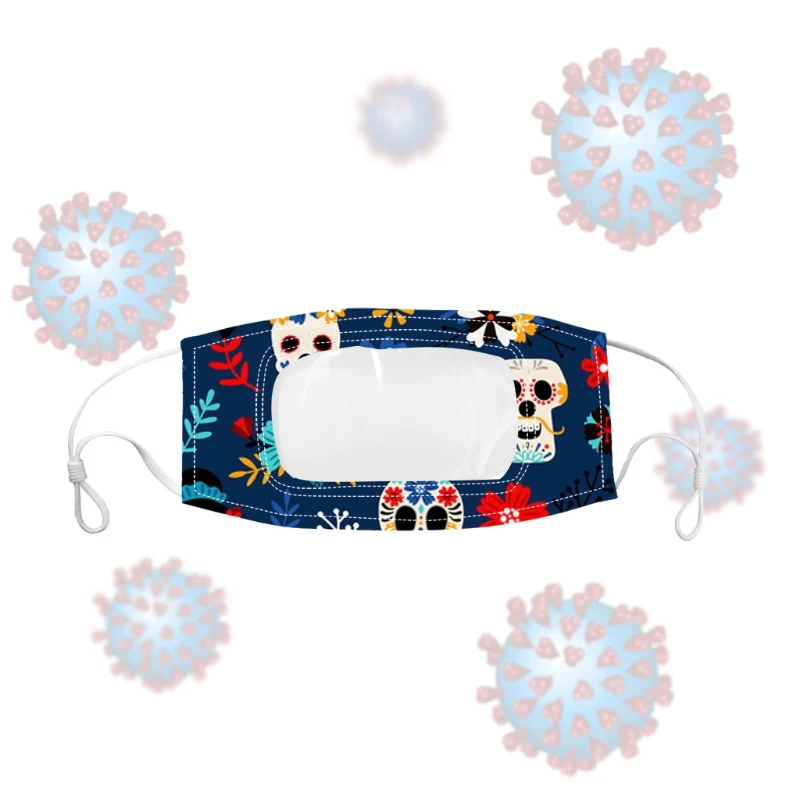 

9Pcs Halloween Transparent Mouth Mask Visible Lips Cartoon Pumpkin Face Cover