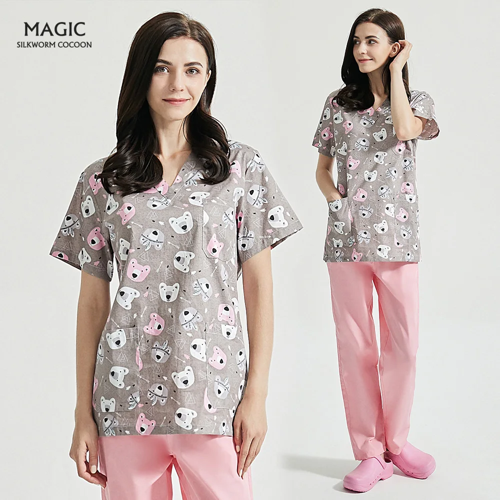 V образный вырез косметологический питомец Клубная Рабочая форма модный дизайн