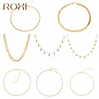 Ожерелье ROXI для женщин, модное ожерелье золотого цвета из серебра 2021 пробы для девушек, ожерелье-цепочка до ключиц, ювелирные изделия, повседневные ожерелья, 925