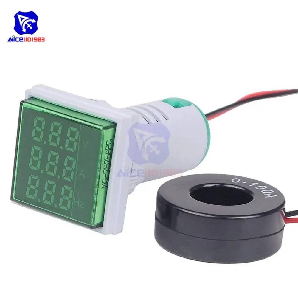 

Diymore ST17VAH 22 мм индикатор светодиодный цифровой измеритель напряжения и тока переменного тока 60-500 В 6-100 А 20-75 Гц тестовый детектор с катушкой