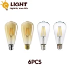 6 шт., винтажные светодиодные лампы накаливания 6 Вт 8 Вт E27 B22 220 в 240 В 2700 к 4000 к