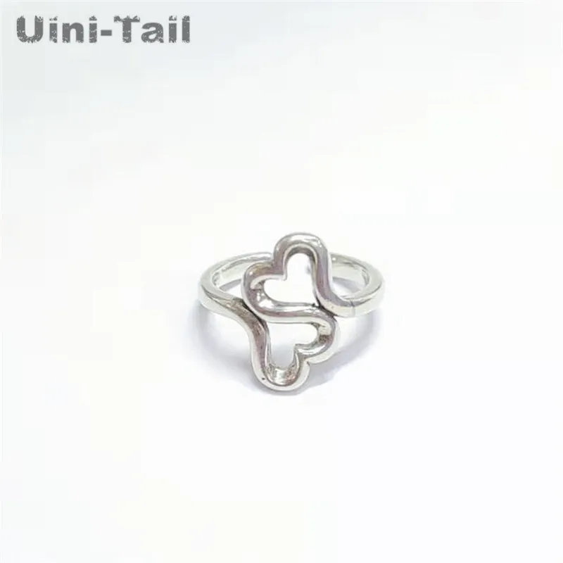 

Uini-Tail, Новое поступление 2019, простое креативное Открытое кольцо в форме сердца из стерлингового серебра 925 пробы, модное маленькое открытое ...