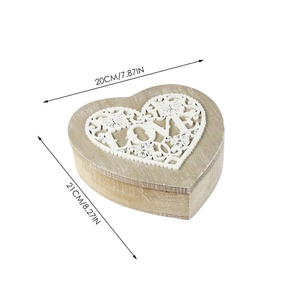

Romantic Wooden Heart-shaped Jewelry Storage Box Jewelry Box Retro Love Pattern Ring Box Exquisite Home Decoration Gift