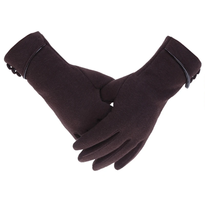 

Fashion Elegant Female Wool Screen Gloves Winter Ladies Warm Cashmere Full Finger Fleece Gloves