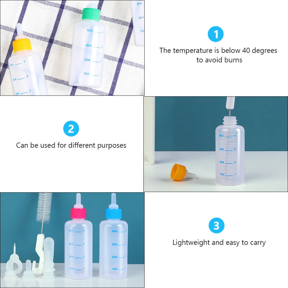 

2Pcs Pet Feeding Bottles Pet Nursing Supplies Medicine Bottles (Random Color)