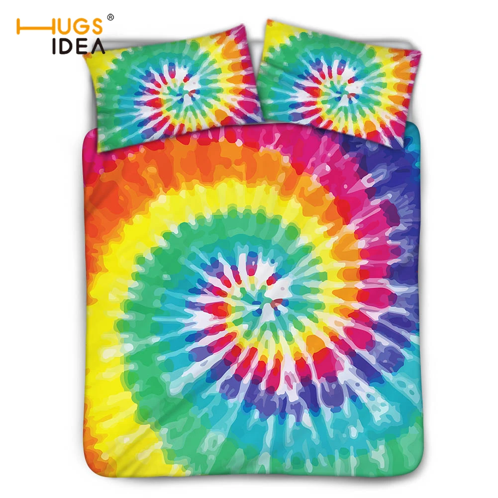 

HUGSIDEA Art Home Decor 3pcs Girl Boy Bed Cover Set Fashion Tie-dye Prints Duvet Cover Adult Child Bed Sheets And Pillowcases
