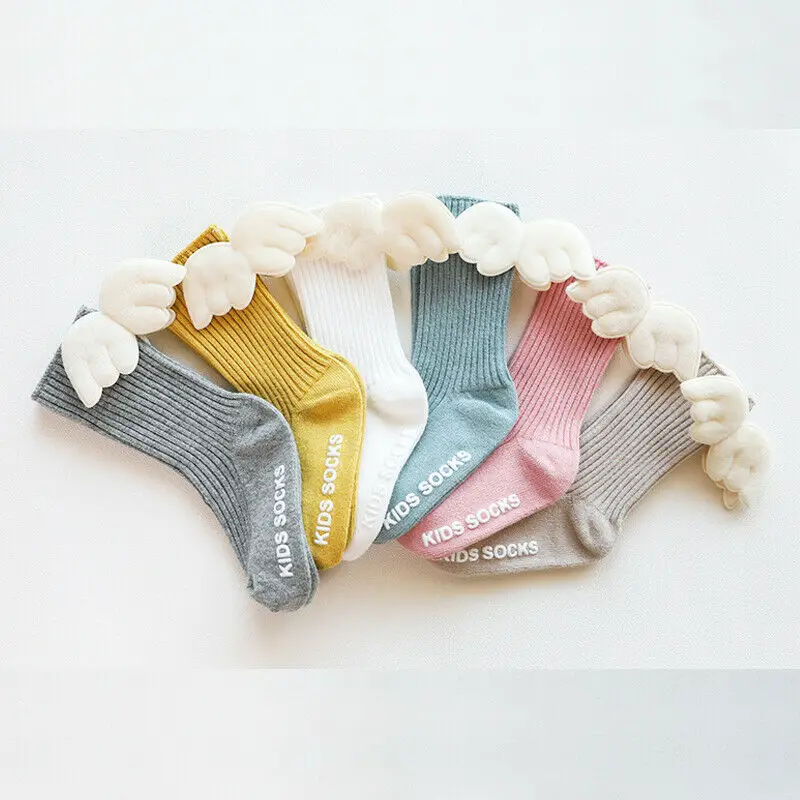 Гольфы для новорожденных Зимние Теплые Носки с рисунком крыльев маленьких