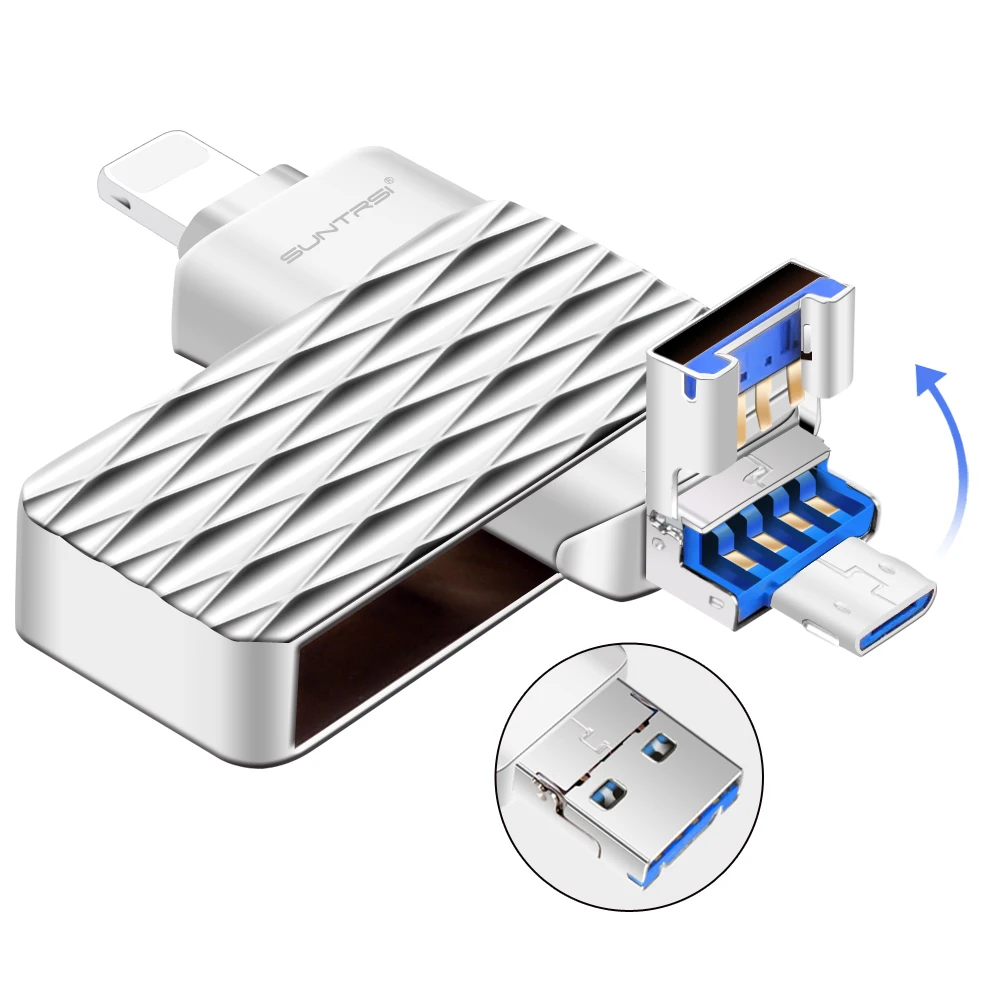 Suntrsi 32 Гб 2 0 USB флэш накопитель OTG 3 в 1 64 ГБ для смартфона 7/8/x/xr/Android/ipad Флешка высокая