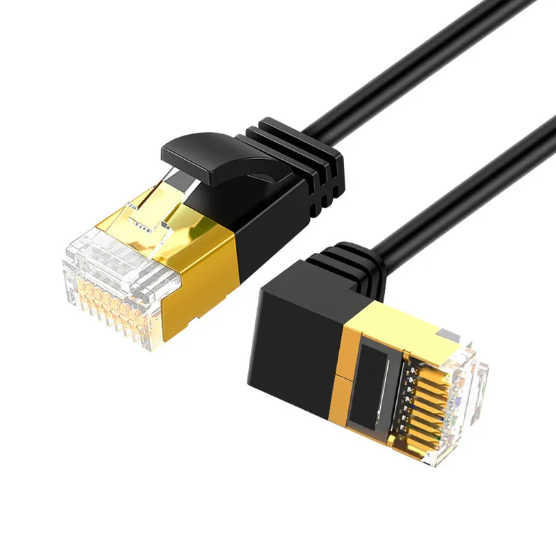 Сверхтонкий кабель Ethernet Cat7 RJ45 сетевой UTP с прямым углом Соединительный шнур 90