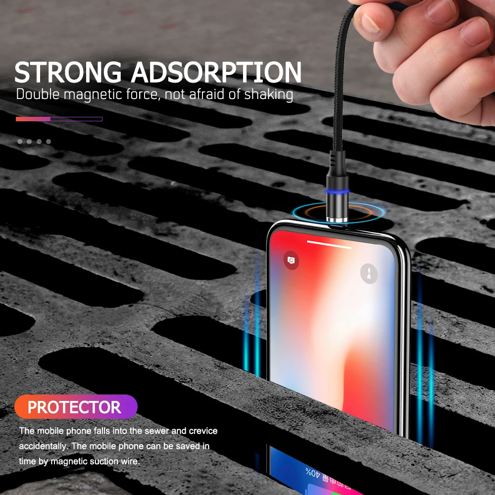 Магнитный Micro USB кабель для iPhone samsung Xiaomi 3A Быстрая зарядка данных провод шнур магнитное зарядное устройство usb type C кабель для мобильного телефона