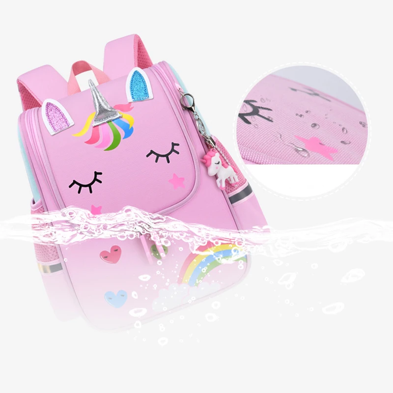 

Girl School Bags Child Pink Unicorn Nylon Printing Backpack Kindergarten Student Cute Girls Children's Schoolbag Waterproof Kid