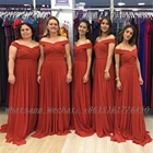 Шифоновое платье подружки невесты, темно-оранжевое, ТРАПЕЦИЕВИДНОЕ, с открытыми плечами, 2021, для женщин, на свадьбу, размера плюс