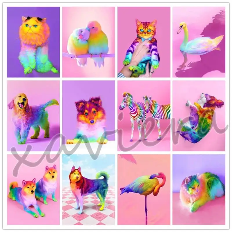 

Xaviera Diy 5D Diamond Painting Animal Dog Cat Full Round Drill Cross Stitch Color Rhinestone Picture Embroidery Kits Artwork