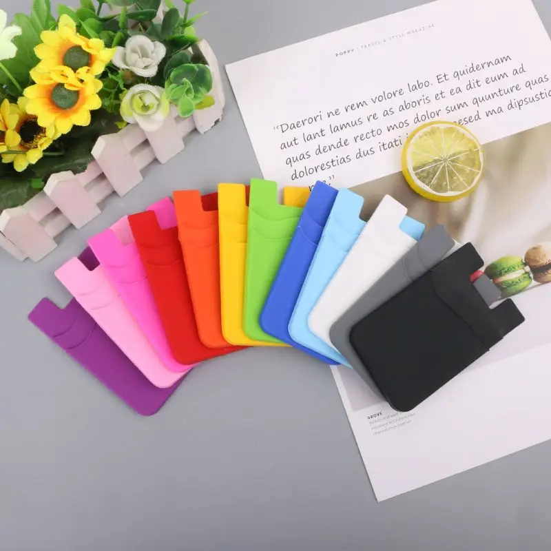 

Fashion Adhesive Sticker Back Cover Card Holder Case Pouch For Cell Phone colorful card holder 1PCS