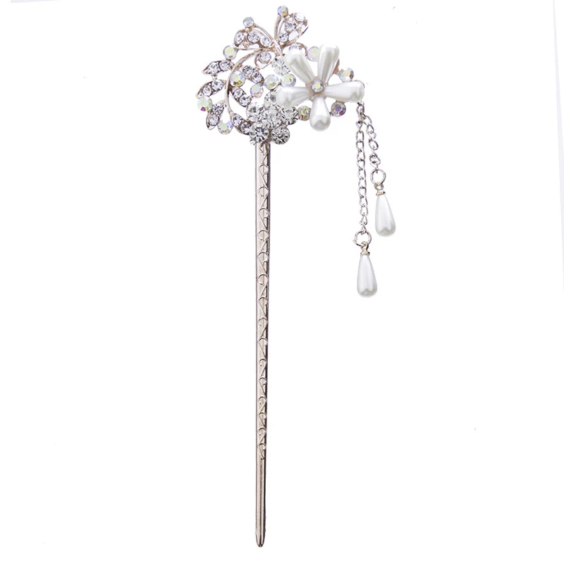 Традиционный китайский цветок искусственный жемчуг кисточка застежка для волос