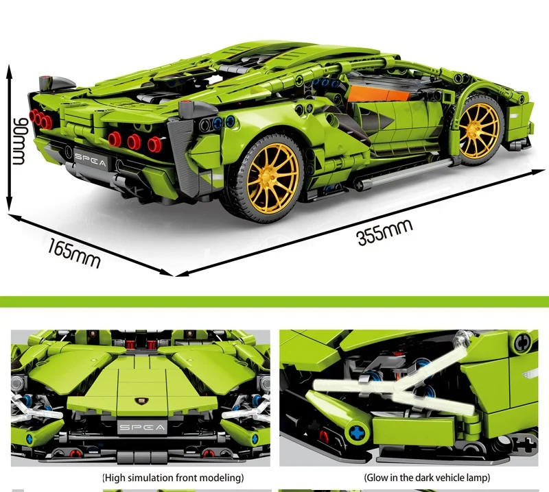 

High-Tech Racing Car Series Building Blocks GT3RXD SIA MOC Car Model Bricks Set Kit Educational Toys for Children Gift