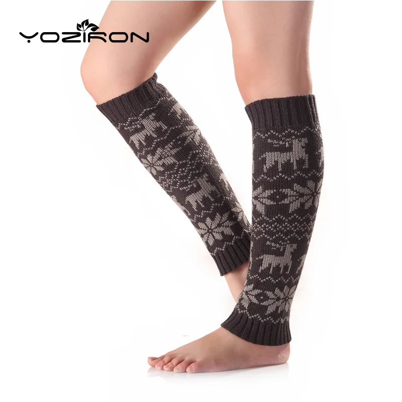 

Женские зимние гетры YOZIRON ниже колен, повседневные осенние вязаные теплые ботинки, носки, гетры