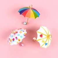 5pcs mini colorful simulation small umbrella charms for dollhouse miniature pendant diy earrings necklace key chain accessories