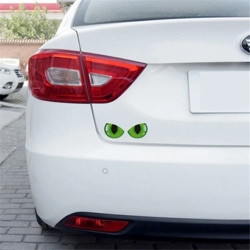 2 шт. милые наклейки с кошачьими глазами для автомобиля 3D Виниловая наклейка