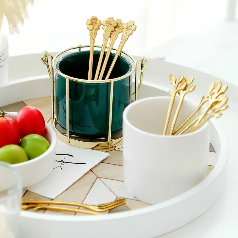 Креативный керамический бак для хранения металлическая вилка фруктов и десертов