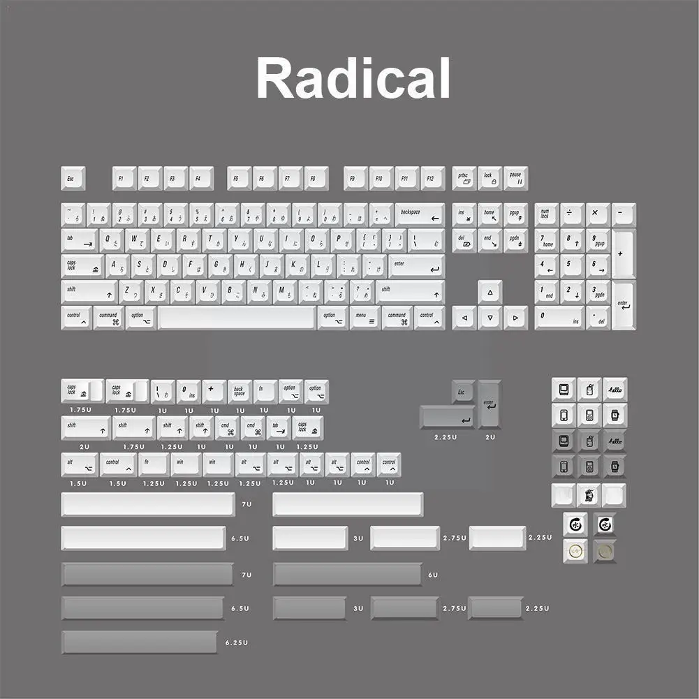 

Колпачки для клавиш XDA в стиле ретро Apple, 166 клавиш/комплект