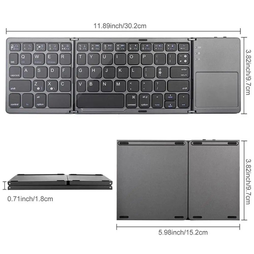 

Foldable Keyboard Foldable Ultra Thin Keypad Rechargeable Wireless Bluetooth Keypad With Touchpad for Tablet ipad